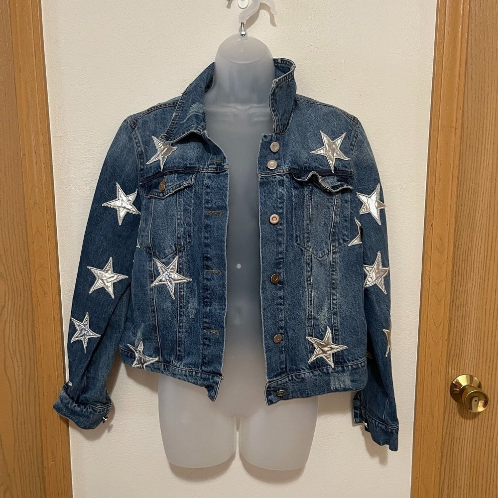 Bagatelle Blue Jean Jacket with Silver Star Accents